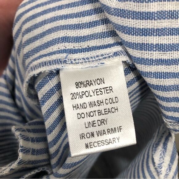 Mittoshop NWT Blue White Striped Short Sleeve Crossback Mini Dress size medium - Picture 8 of 10